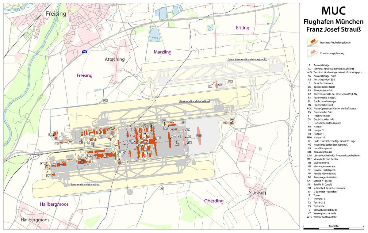 فرانتس یوزف اشتراوس فرودگاه, نقشه