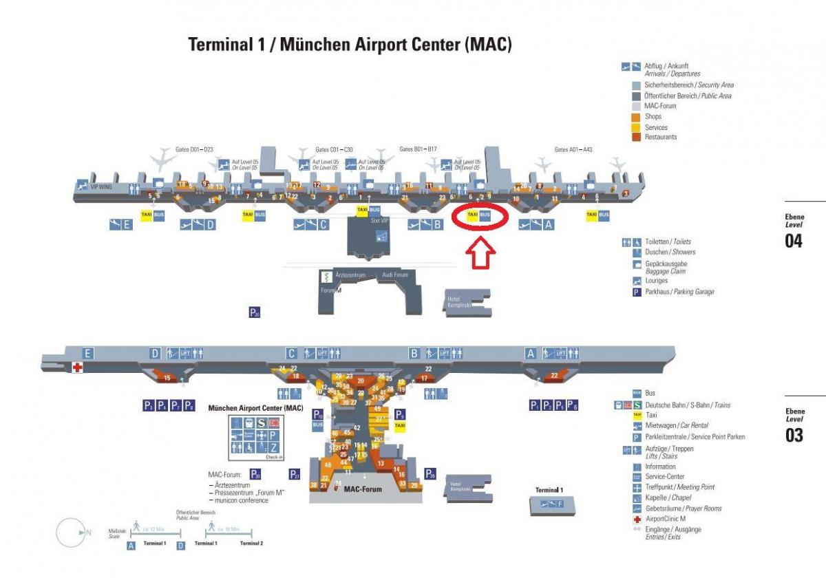 نقشه از فرودگاه مونیخ ترمینال 1